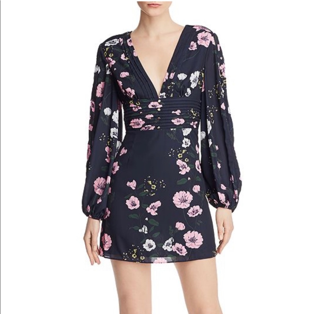 NWT. Darkness Floral Mini Dress in Navy Bloom